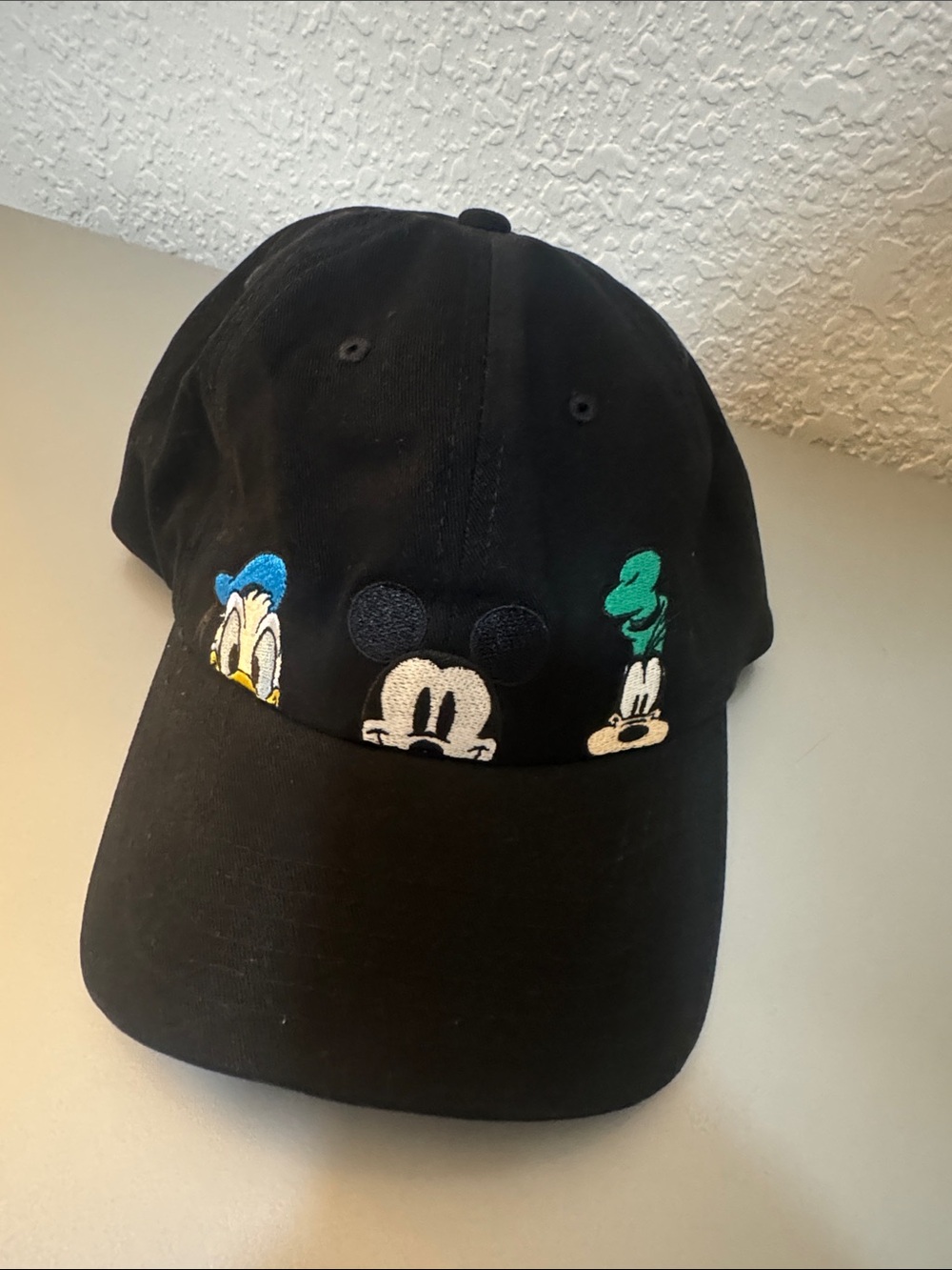 Black Disney Character Embroidered Baseball Cap